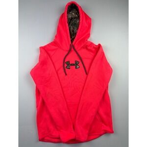 Under Armour Womens ColdGear Storm1 Hoodie Neon Pink Camo Logo Size Medium